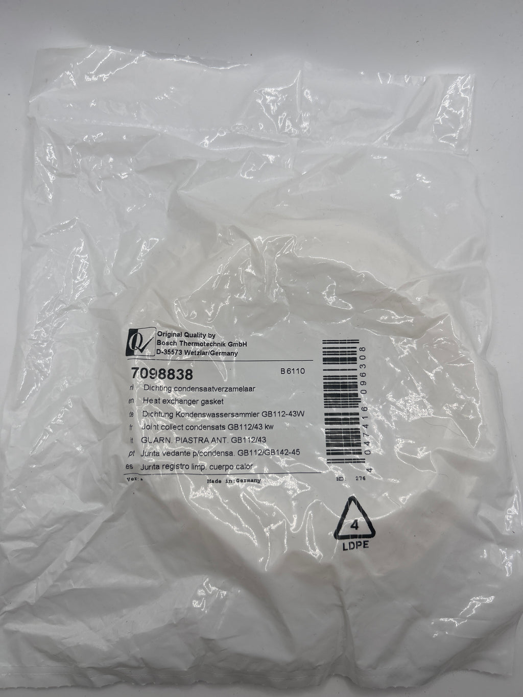 Bosch 7098838 Buderus Sieger Ersatzteil Dichtung Kondenswassersammler GB112 BK11
