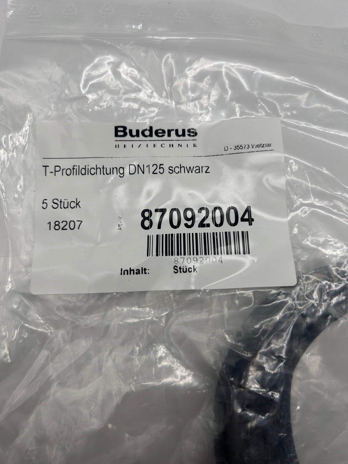 Buderus T-Profildichtung 87092004 DN125 schwarz