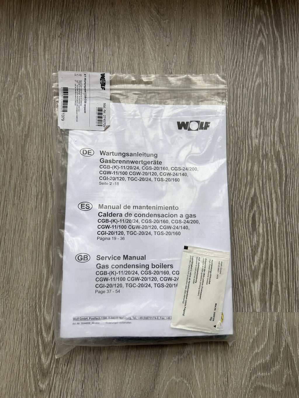Wartungsset Wolf 2745709 ersetzt 8603017 CGB / CGS Zündelektrode Ionisationselek