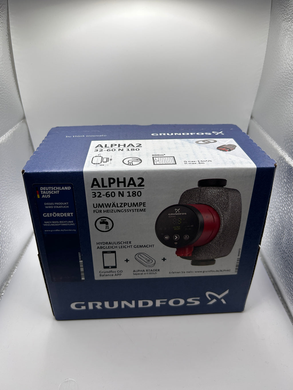 GRUNDFOS Hocheffizienz Umwälzpumpe ALPHA2 32-60 N Edelstahl 180mm, G 2, 99271995
