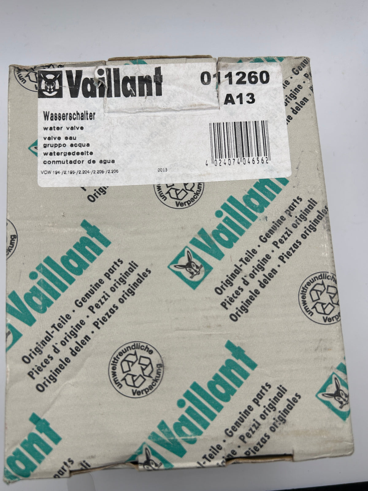 Wasserschalter 01-1260 Vaillant 011260 Wasserschalter VCW 194 195 204 205 206