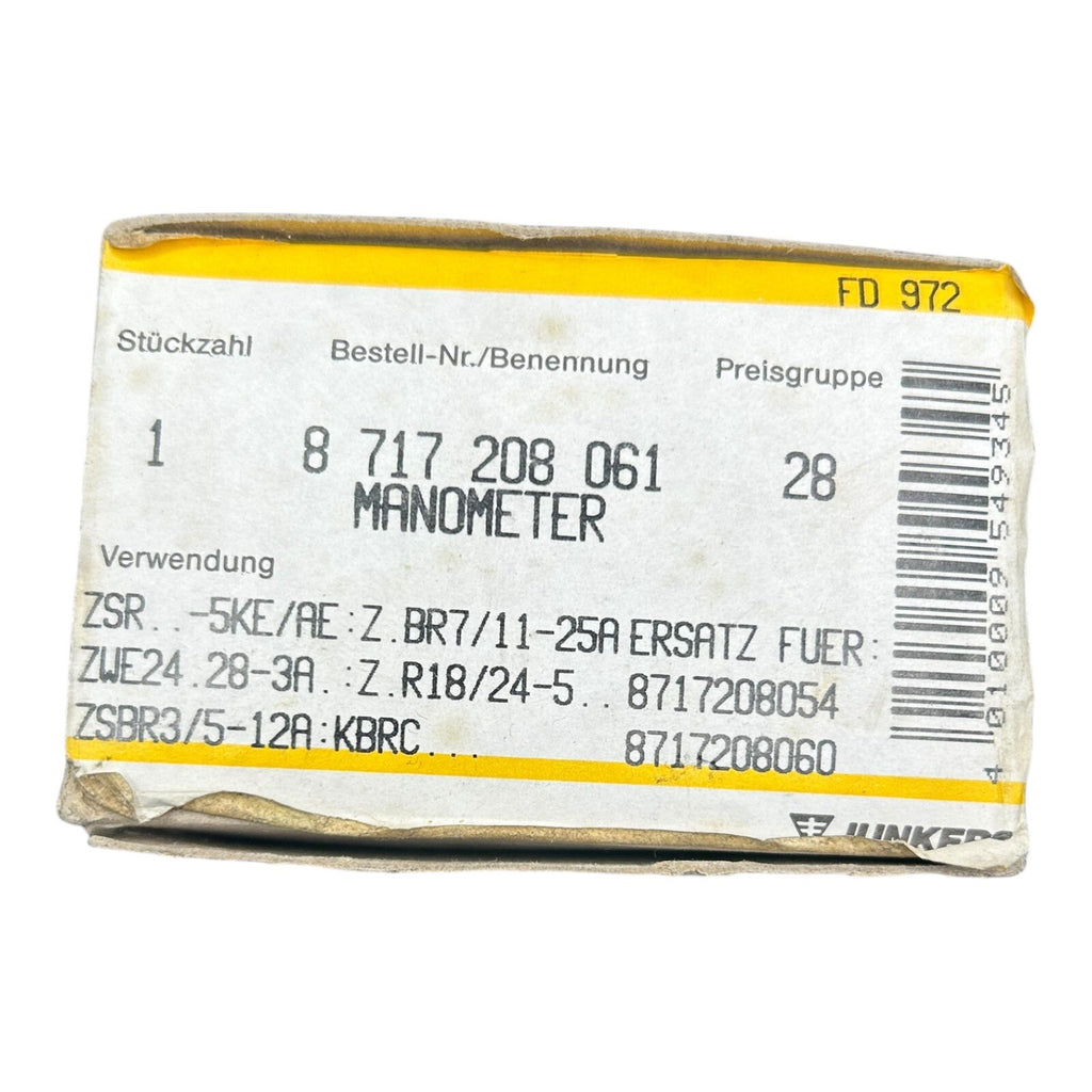 Bosch Junkers Manometer 8717208061 0 ZSBR ZWR ZSR ZWBR ZBR 87172080610