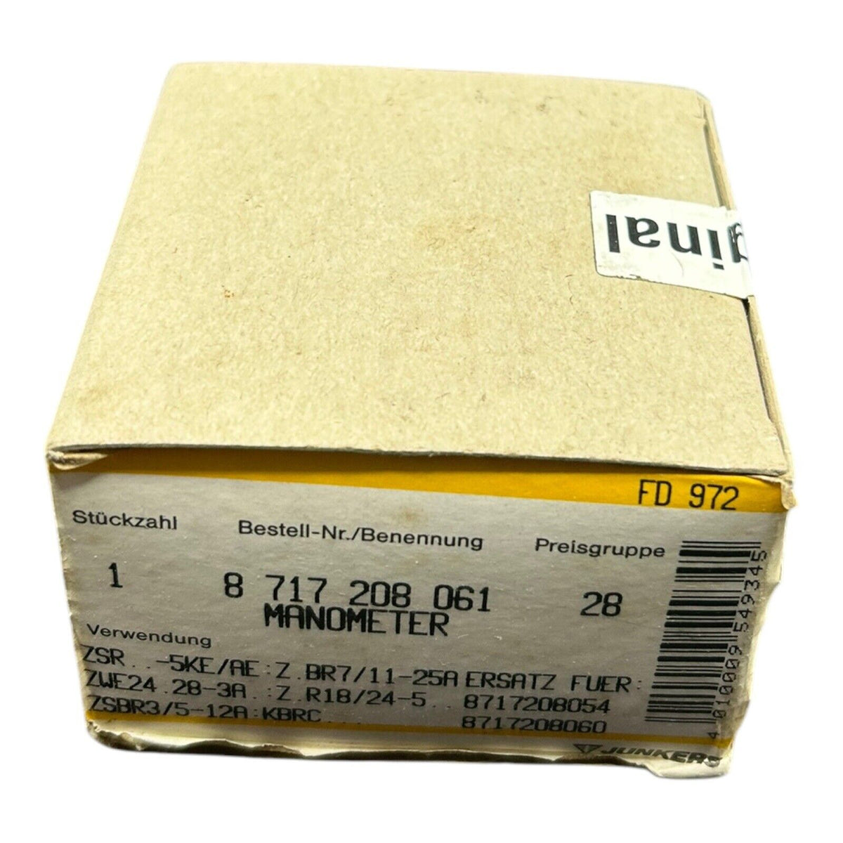 Bosch Junkers Manometer 8717208061 0 ZSBR ZWR ZSR ZWBR ZBR 87172080610